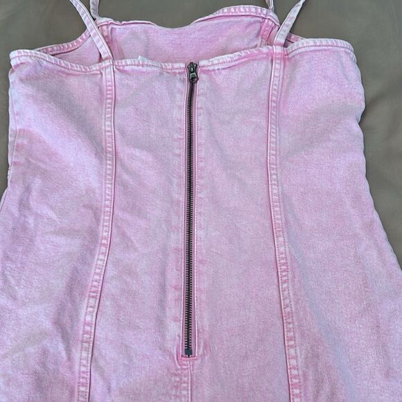 Divided size M zip back spaghetti strap pink denim dress - Picture 8 of 11